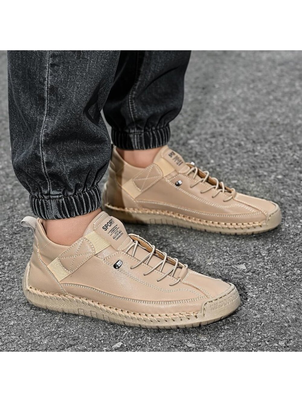 Women's Khaki Breathable Loafers Mid top Walking Flats Ankle Chukka Boots - Picture 2 of 7